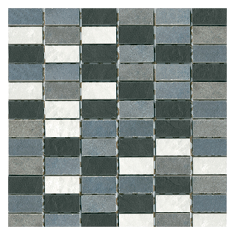 Scala Black/White Mosaic Tile - 25x50mm (Sheet 300x300mm)