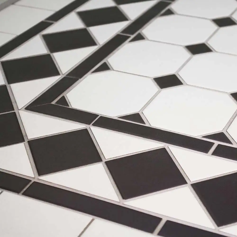 close up image of the victorian white octagon tile