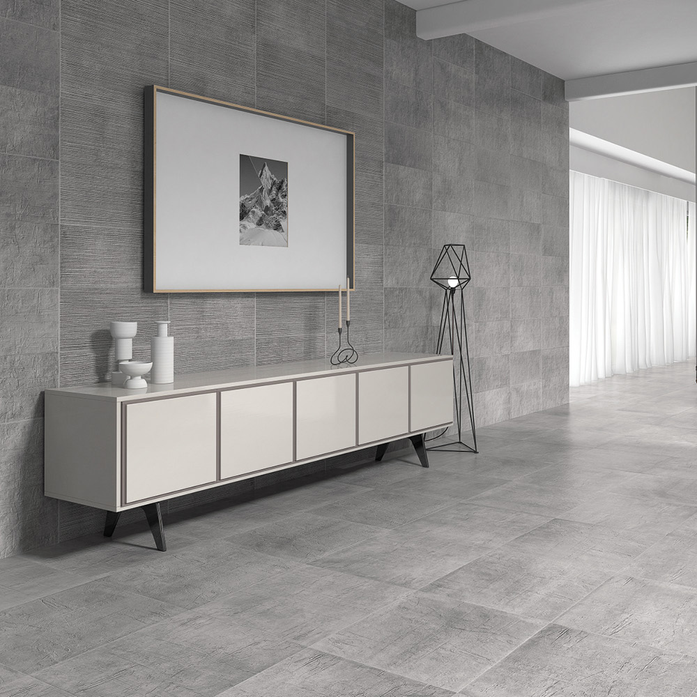Large open area with a focal point against white coloured unit against the dark perla of the timeless range.