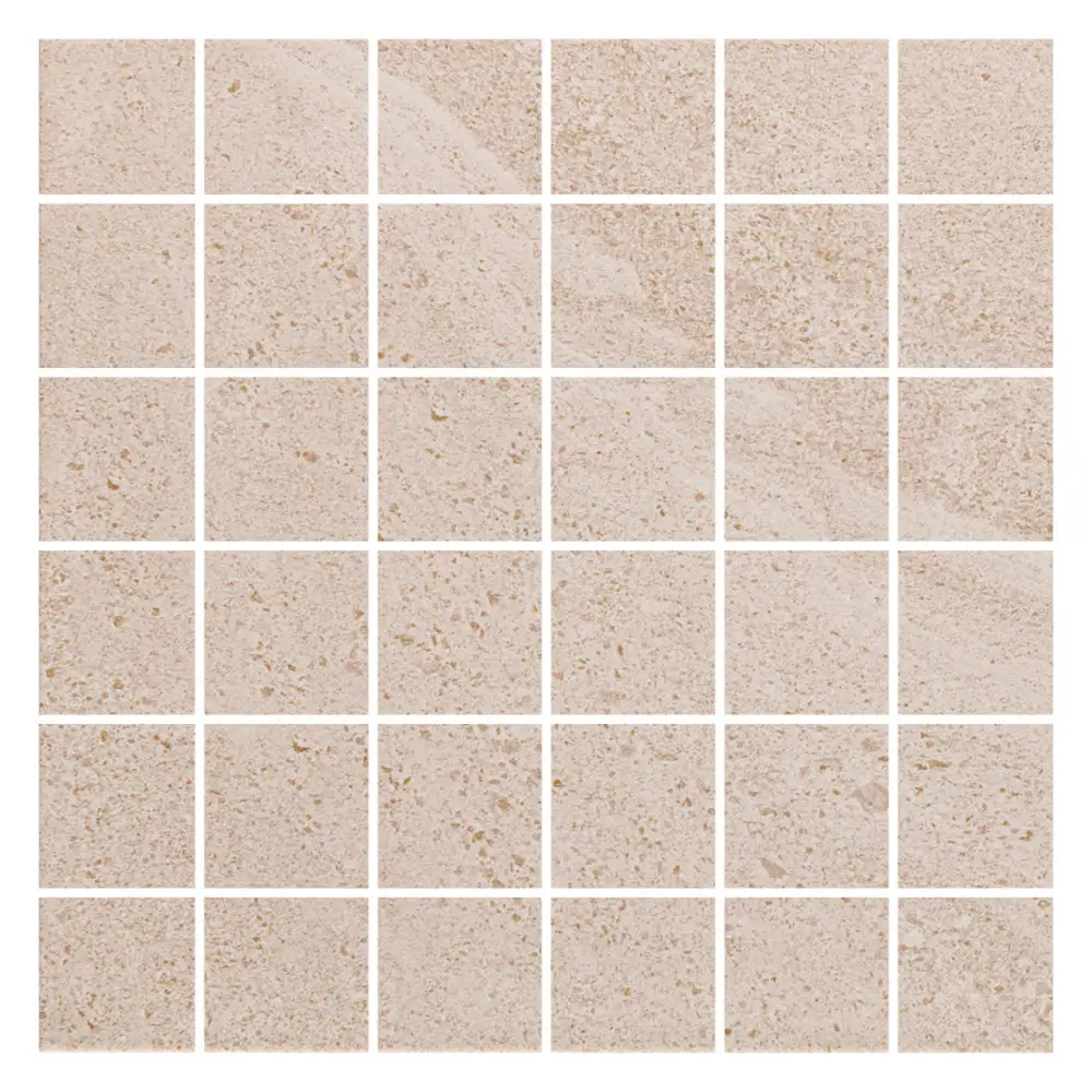 British Stone Mosaic Beige Matt Tile - 50x50mm (Sheet 300x300mm)