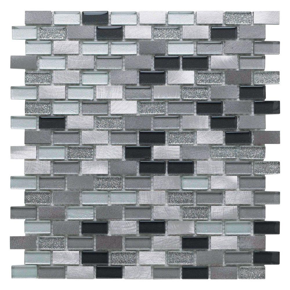 Platinum Lancer 139 Glass/Metal Mix Mini Brick Mosaic 15x30mm