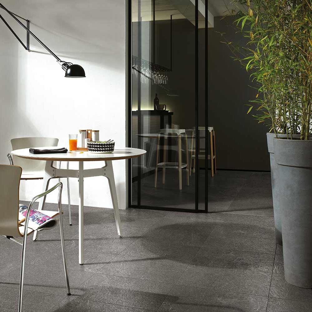 Quartz anthracite outdoor tiles shown in an external area