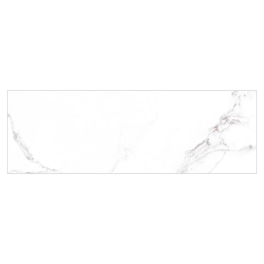 Close up of B&W Star Glossy White Tile - 600x200mm