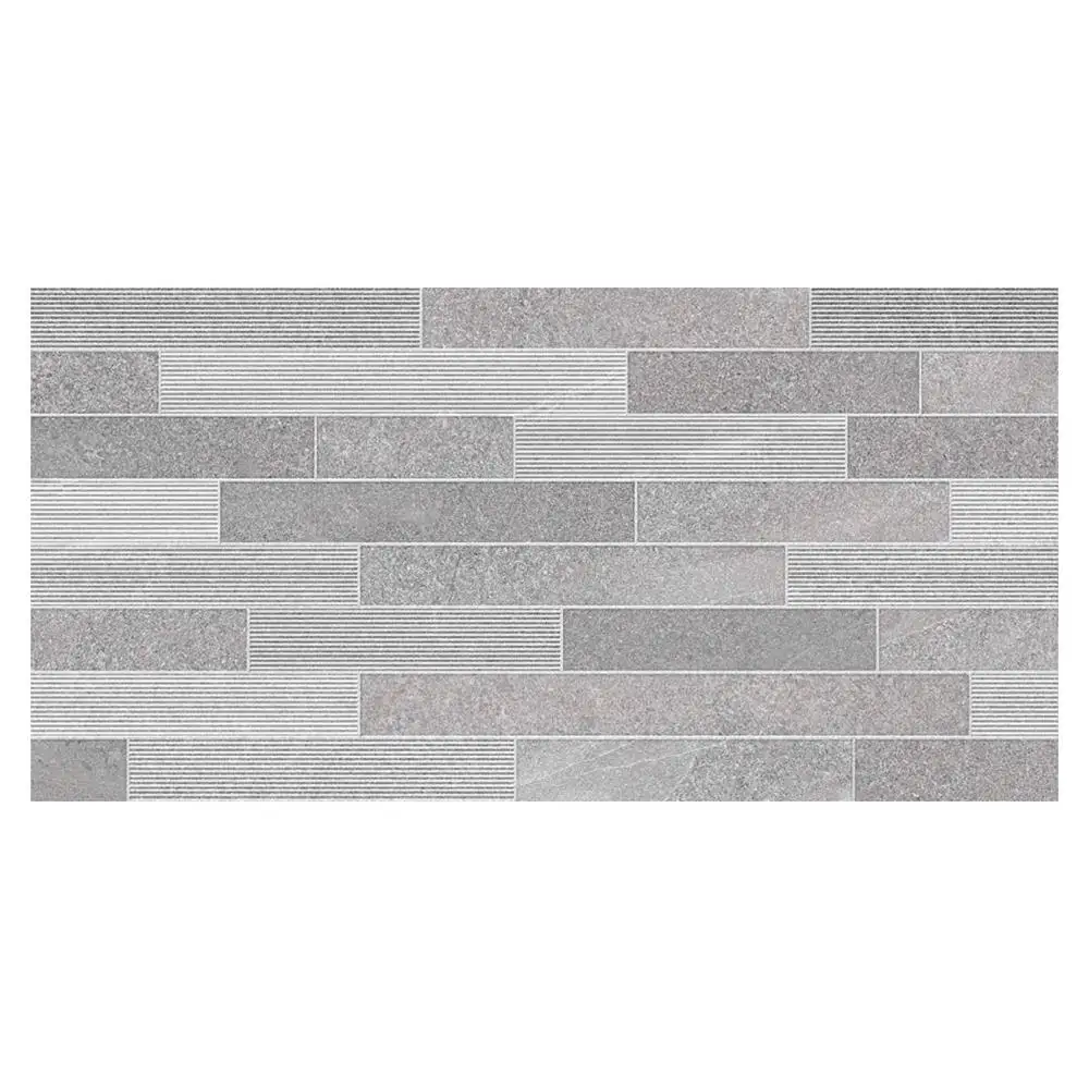 Norwick Grey Gloss Décor Tile - 595x295mm