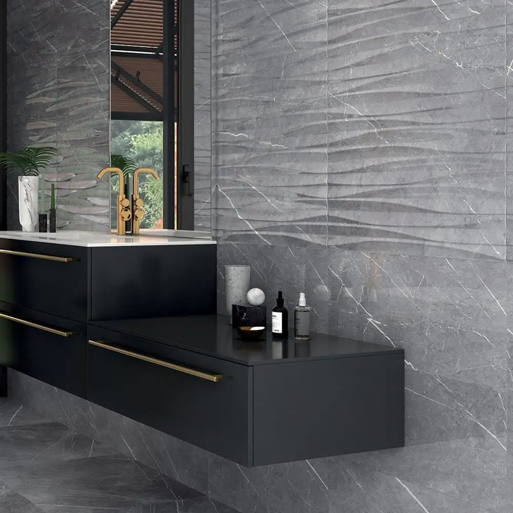 Kingston concept graphite brillo tiles on bathroom wall