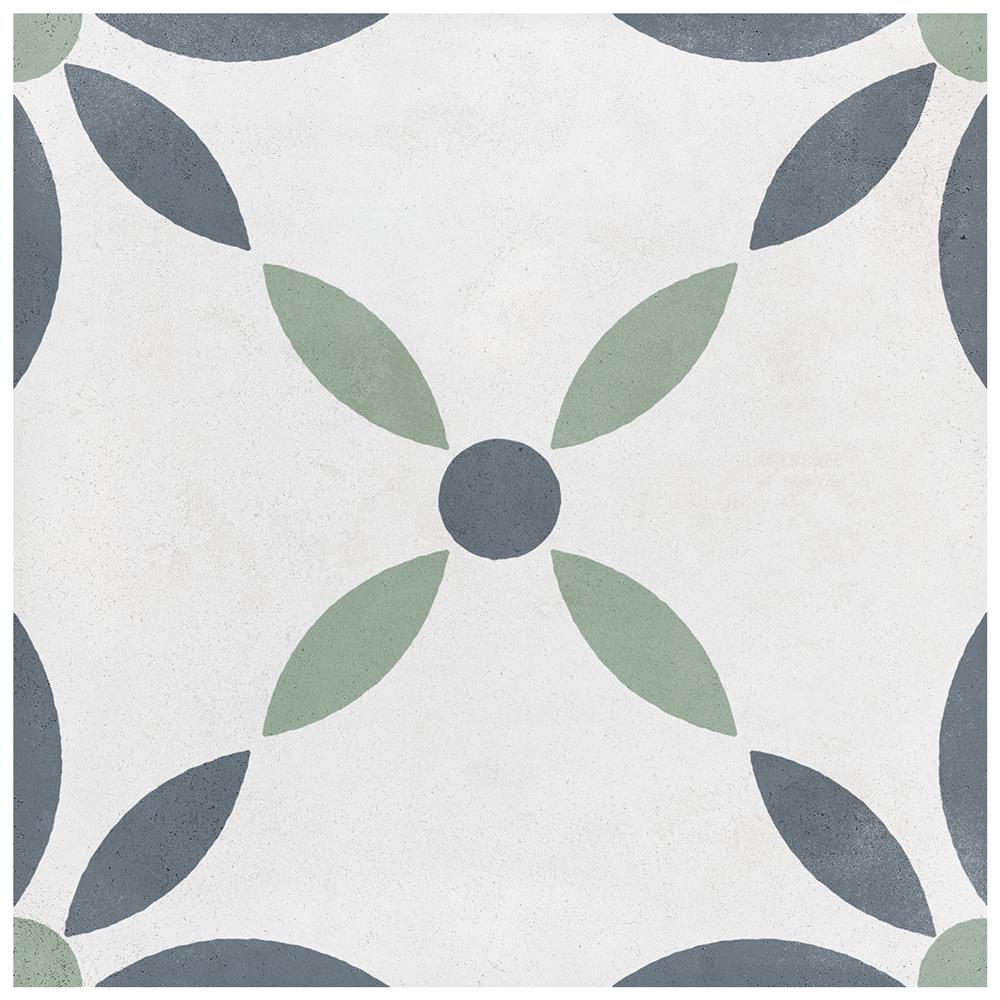 Havana White Flower Matt  Tile - 223x223mm