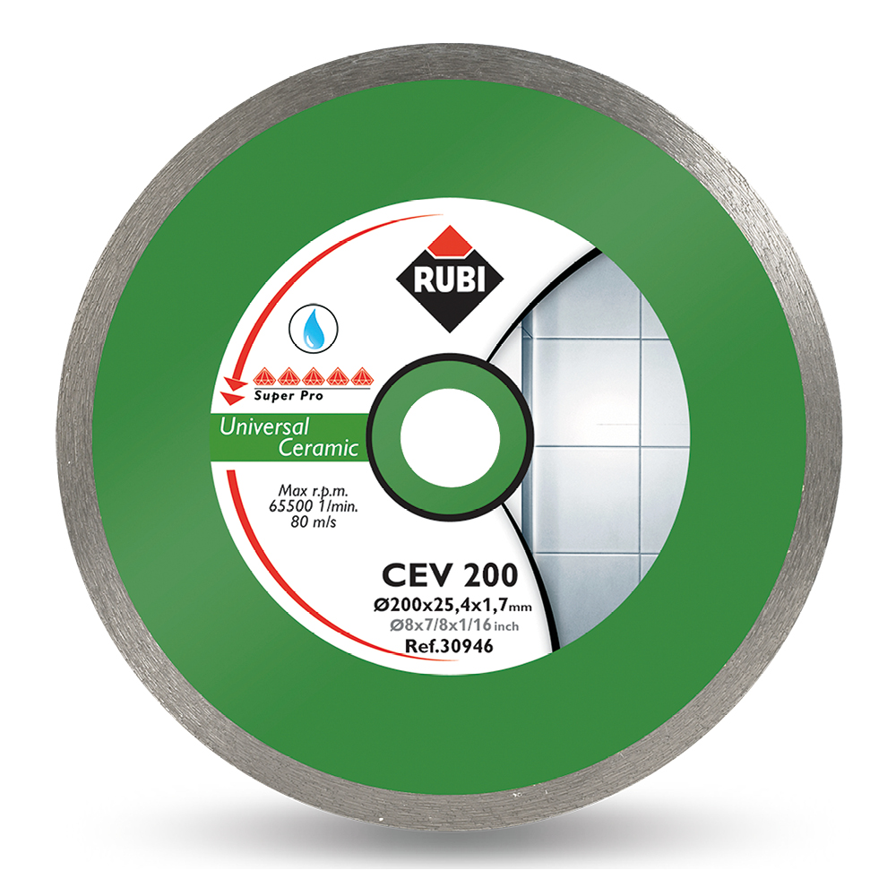 Rubi CEV200 Superpro Ceramic Tile Cutting Blade (Green) 200mm