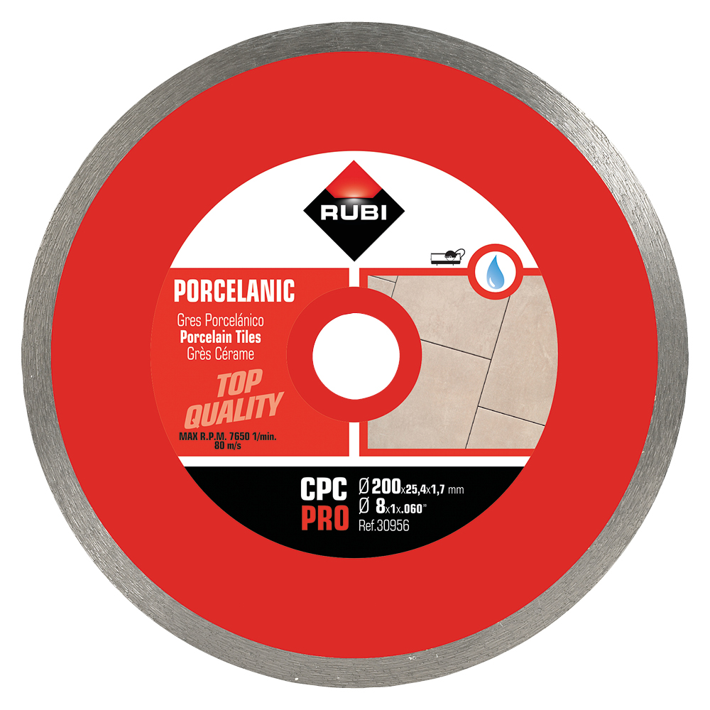 Rubi CPC200 Pro Porcelain Cutting Blade (Red) - 200mm