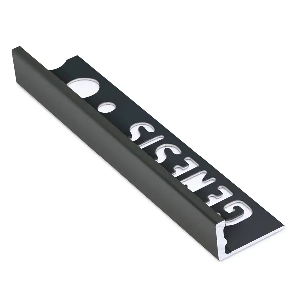 Genesis Aluminium Straight Edge Tile Trim Black - 2500x8mm