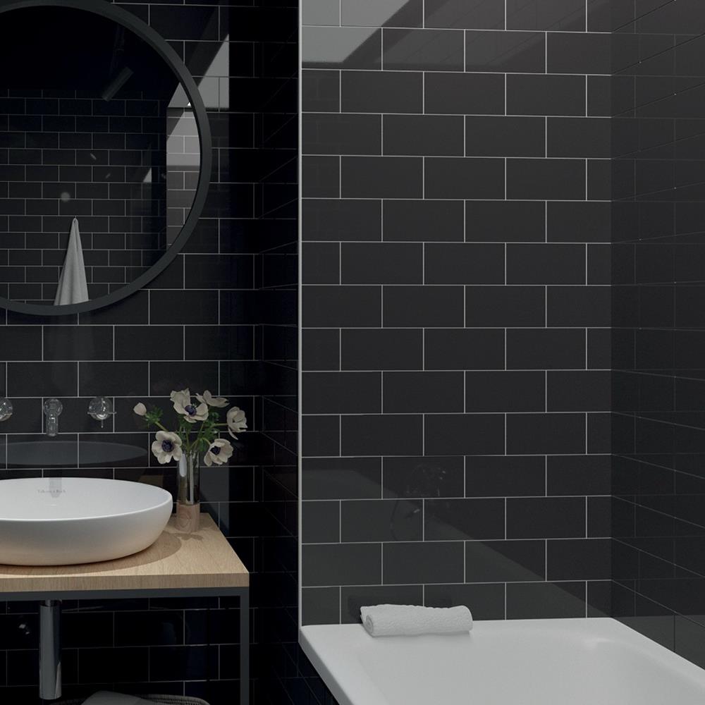 Glazed Ceramic Wall Tile From Ctd Tiles, Black Bathroom Tiles