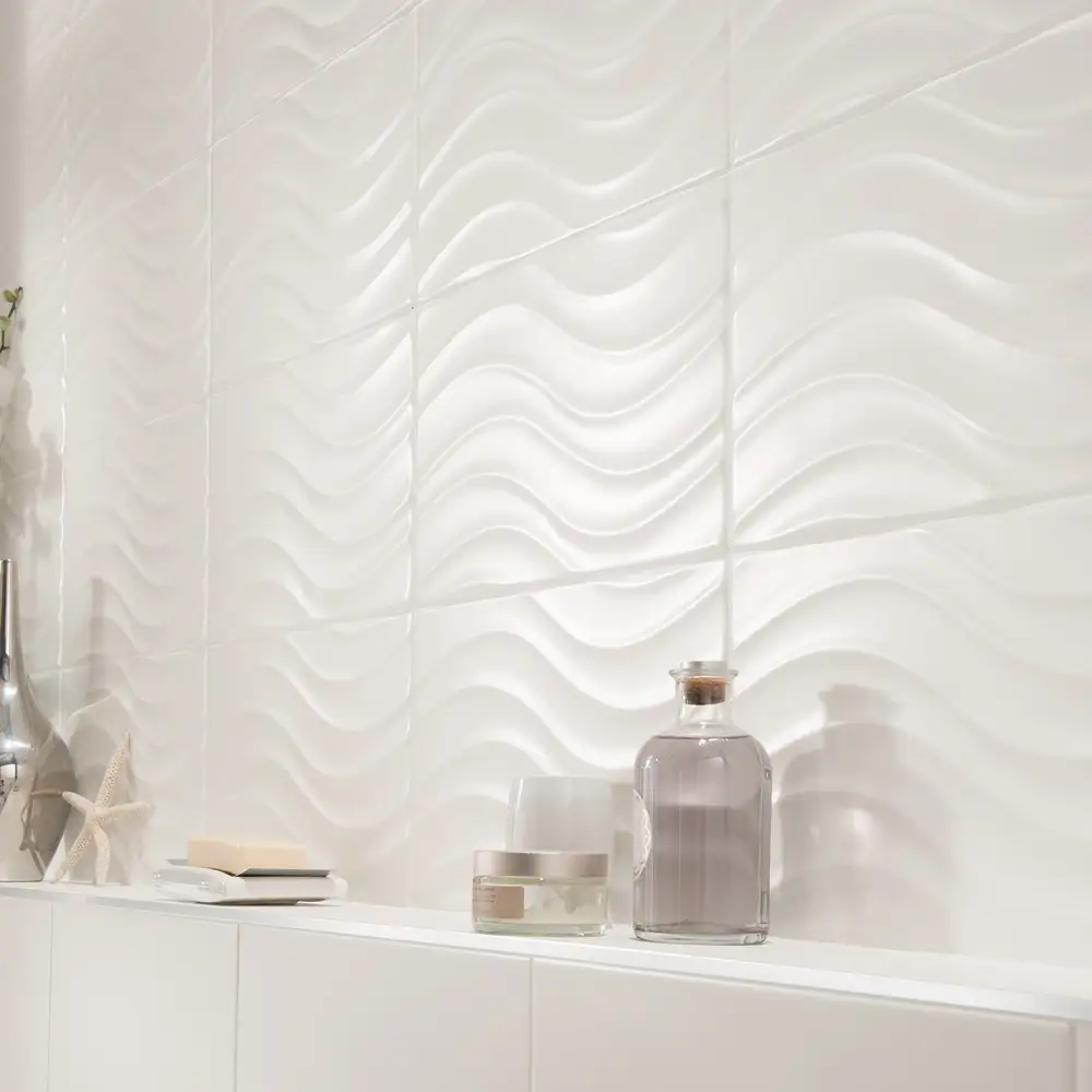 Ceramic Wall Tile From Ctd Tiles, White Wavy Wall Tiles
