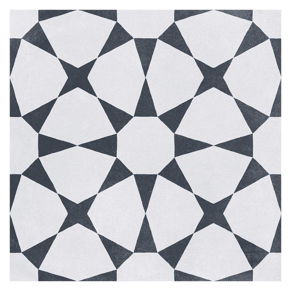 Cuban White Star Glazed Porcelain, Patterned Floor Tiles