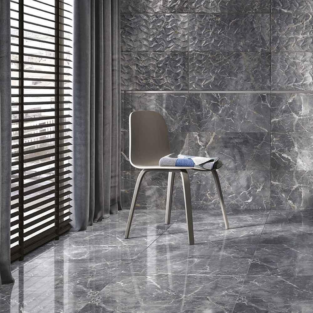 Nebula Grey Gloss Tile Ceramic Wall Tile by GEMINI from CTD Tiles