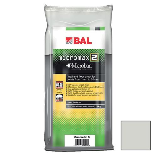 BAL Micromax 2 Tile Grout Gunmetal - 5kg