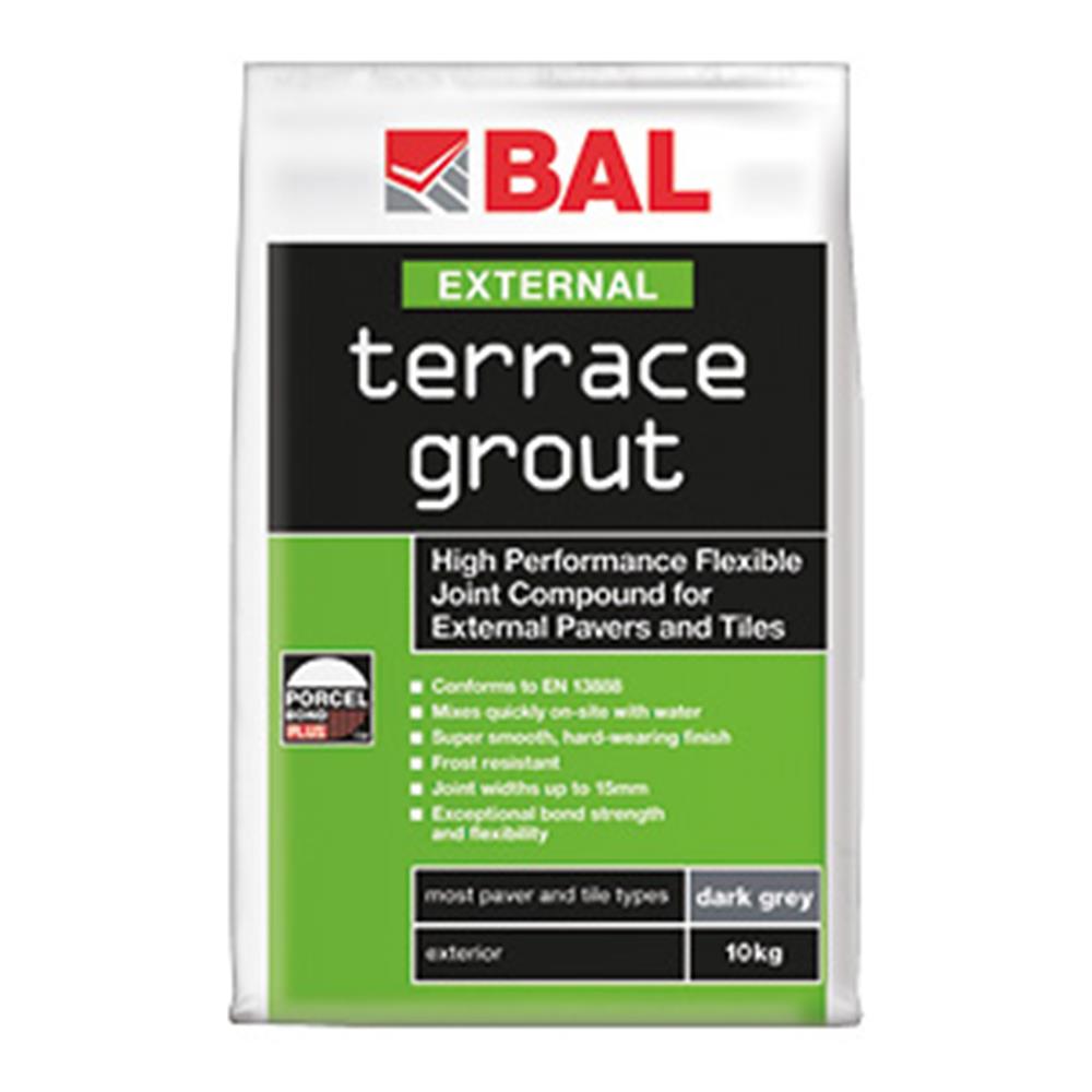 Bag of BAL External Dark Grey Terrace Grout - 10kg