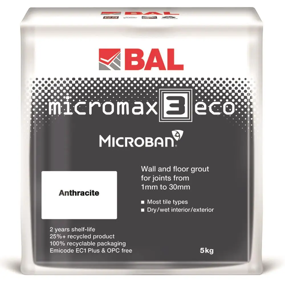 BAL Micromax 3 Eco Tile Grout Anthracite - 5kg
