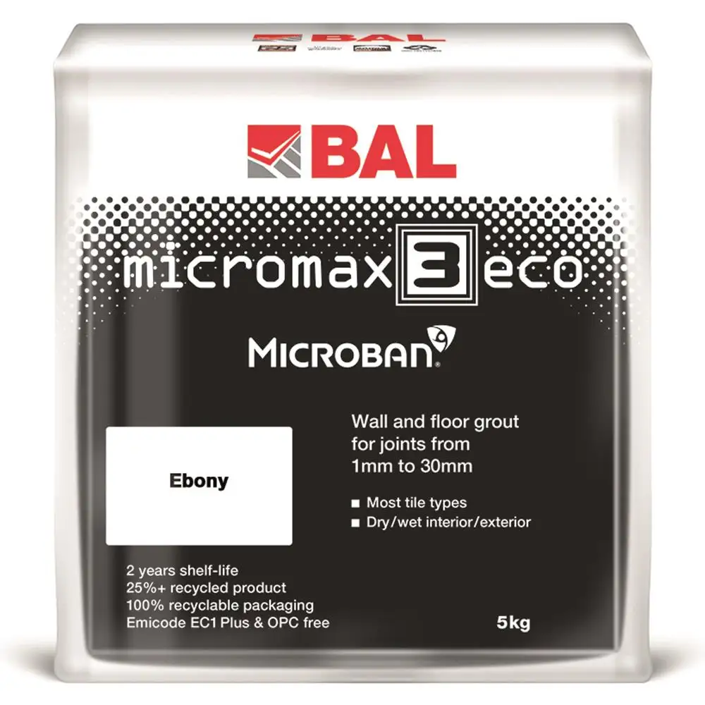 BAL Micromax 3 Eco Tile Grout Ebony - 5kg