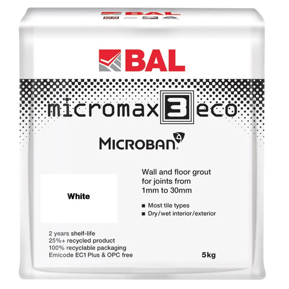 BAL Micromax 3 Eco Tile Grout New White - 5kg