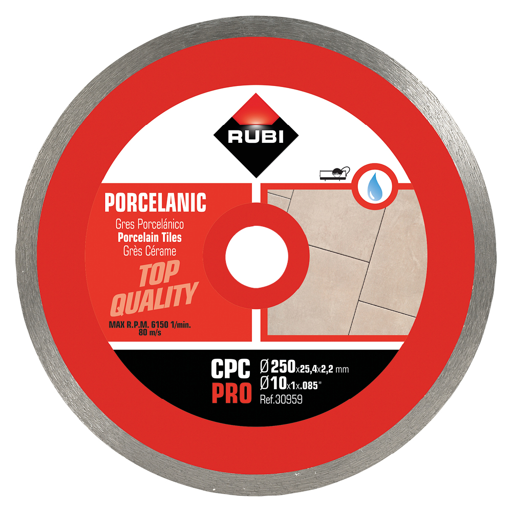 Rubi CPC250 Pro Porcelain Cutting Blade (Red) - 250mm