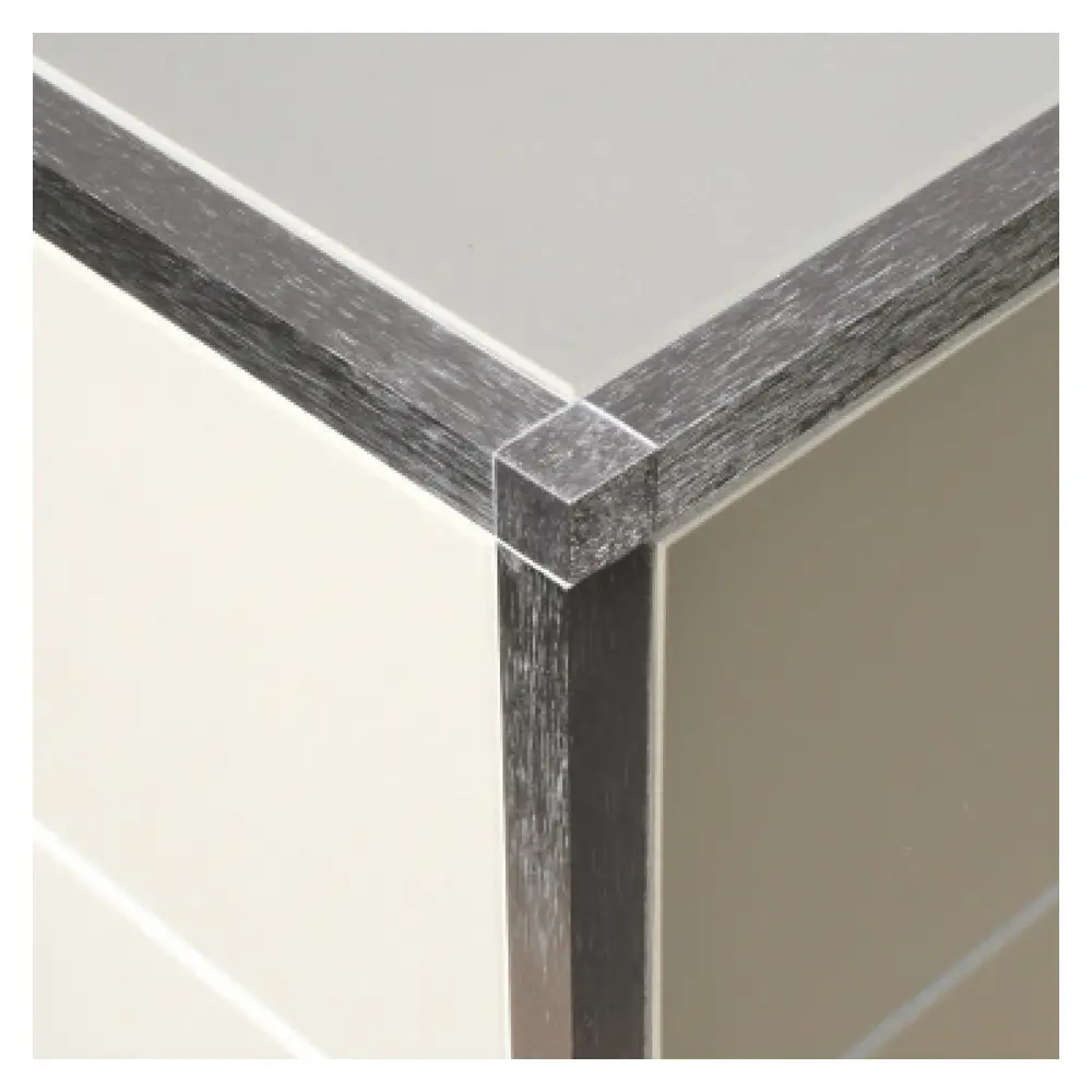 Genesis Aluminium Square Tile Trim Int/Ext Corners Brushed Effect - 12mm